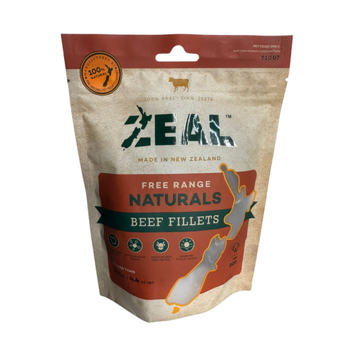 Zeal Free Range Naturals Beef Dog Treats - 125g, everyday gourmet snacks for dogs.