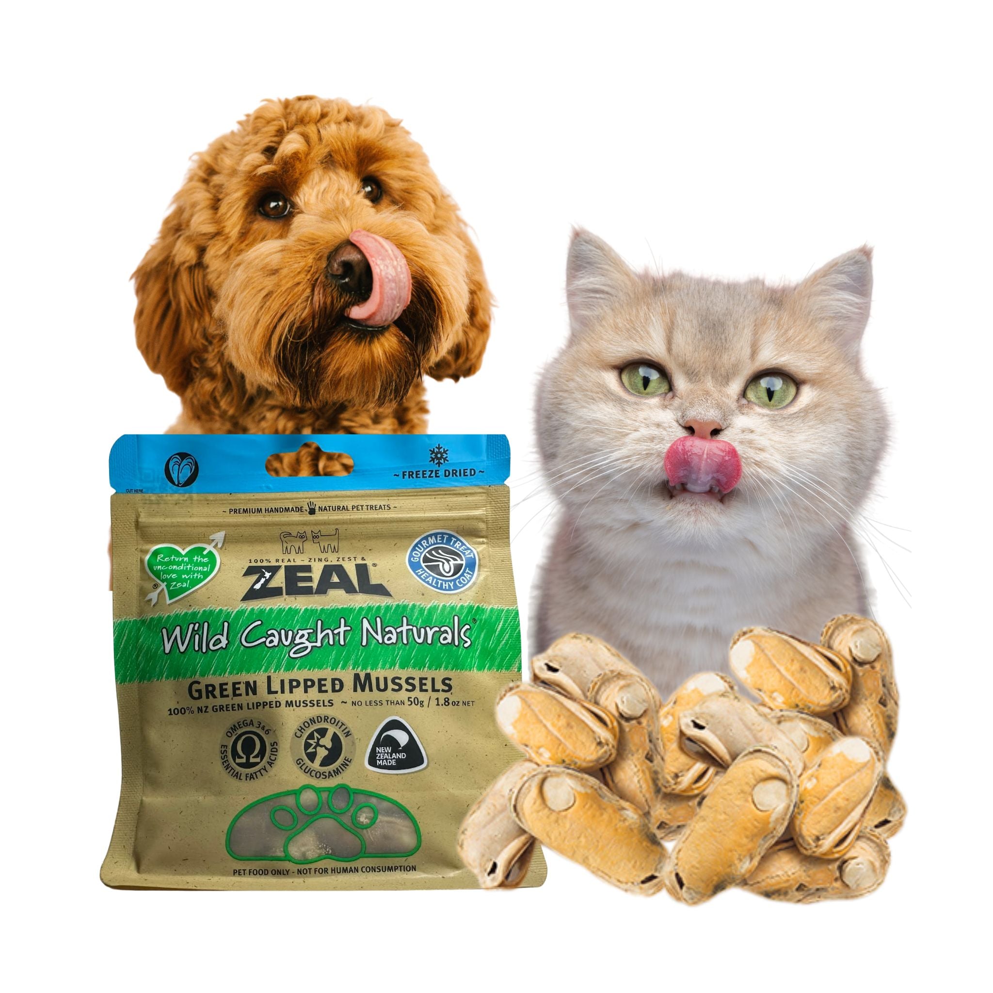 Zeal Freeze Dried Green Lipped Mussels for Dogs & Cats – 50g