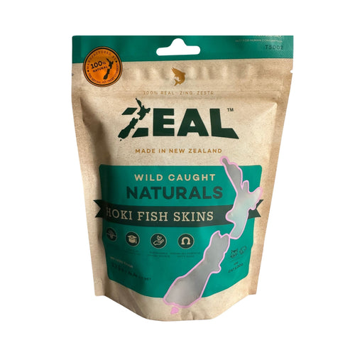 Zeal Wild Caught Naturals - Hoki Fish Skins, New Zealand-made Dog Treats.