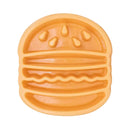 ZippyPaws Happy Bowl Hamburger slow feed dog bowl shown empty, with a raised maze-style hamburger design.