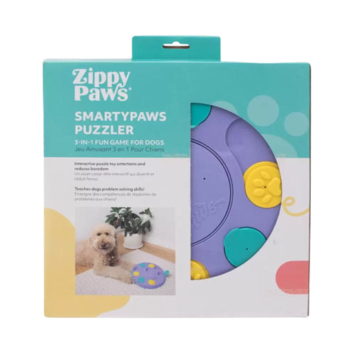 ZippyPaws SmartyPaws Puzzler packaging, purple colourway, front of box