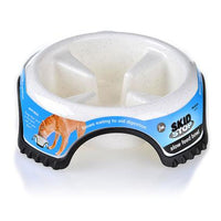 JW Skid Stop Slow Feed Dog Bowl, Blue or White