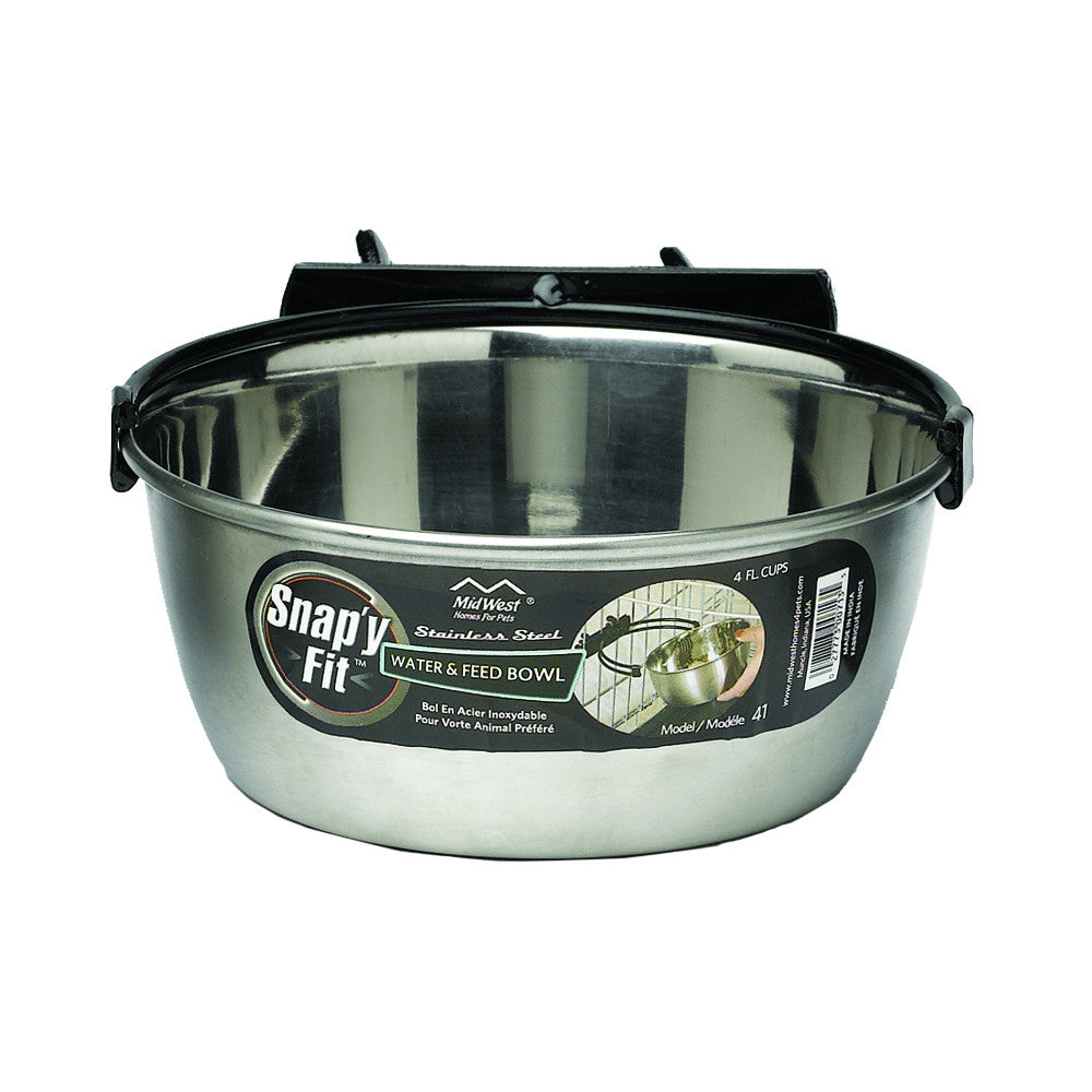 MidWest Snap'y Fit Stainless Steel Crate Bowl, (946ml)