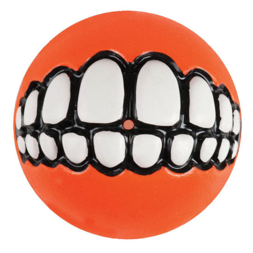 Rogz Grinz Ball, the Smiling Dog Toy - Orange