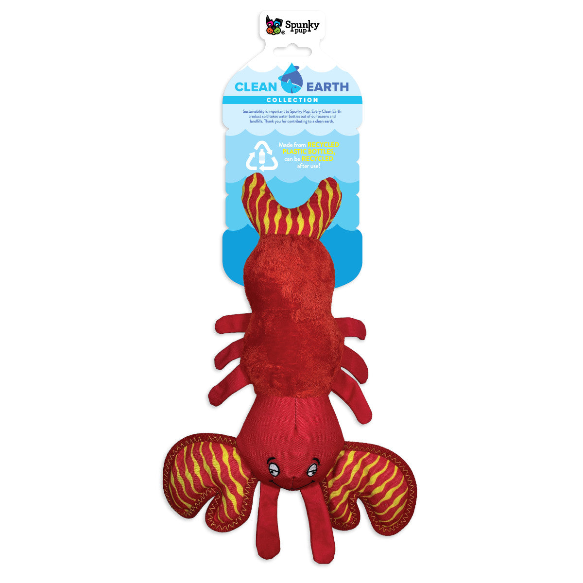 Spunky Pup Clean Earth Lobster Plush Dog Toy