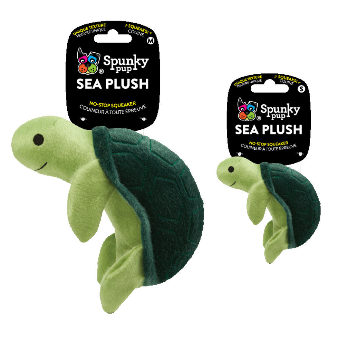 Spunky Pup Sea Plush Turtle Dog Toy, with Squeaker, Small and Medium