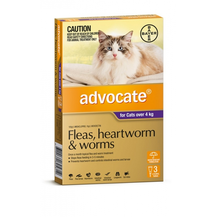 Advocate Flea & Worming, Large Cat (Purple) 3 Pack