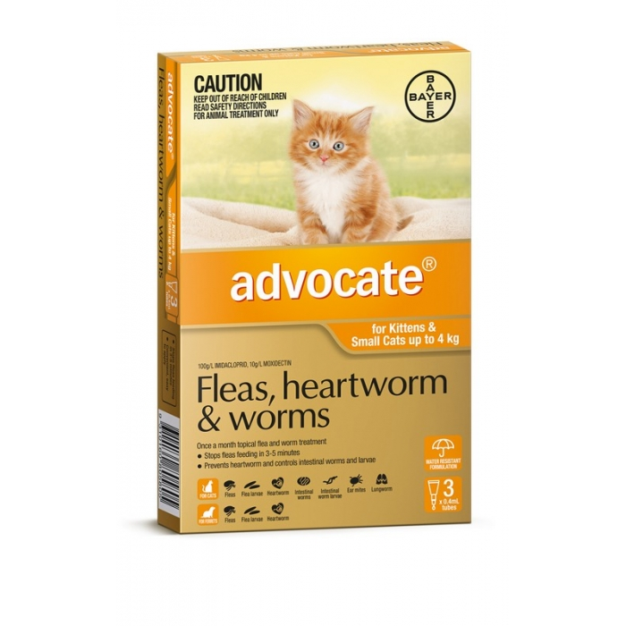 Advocate Flea & Worming, Small Cat (Orange) 3 Pack
