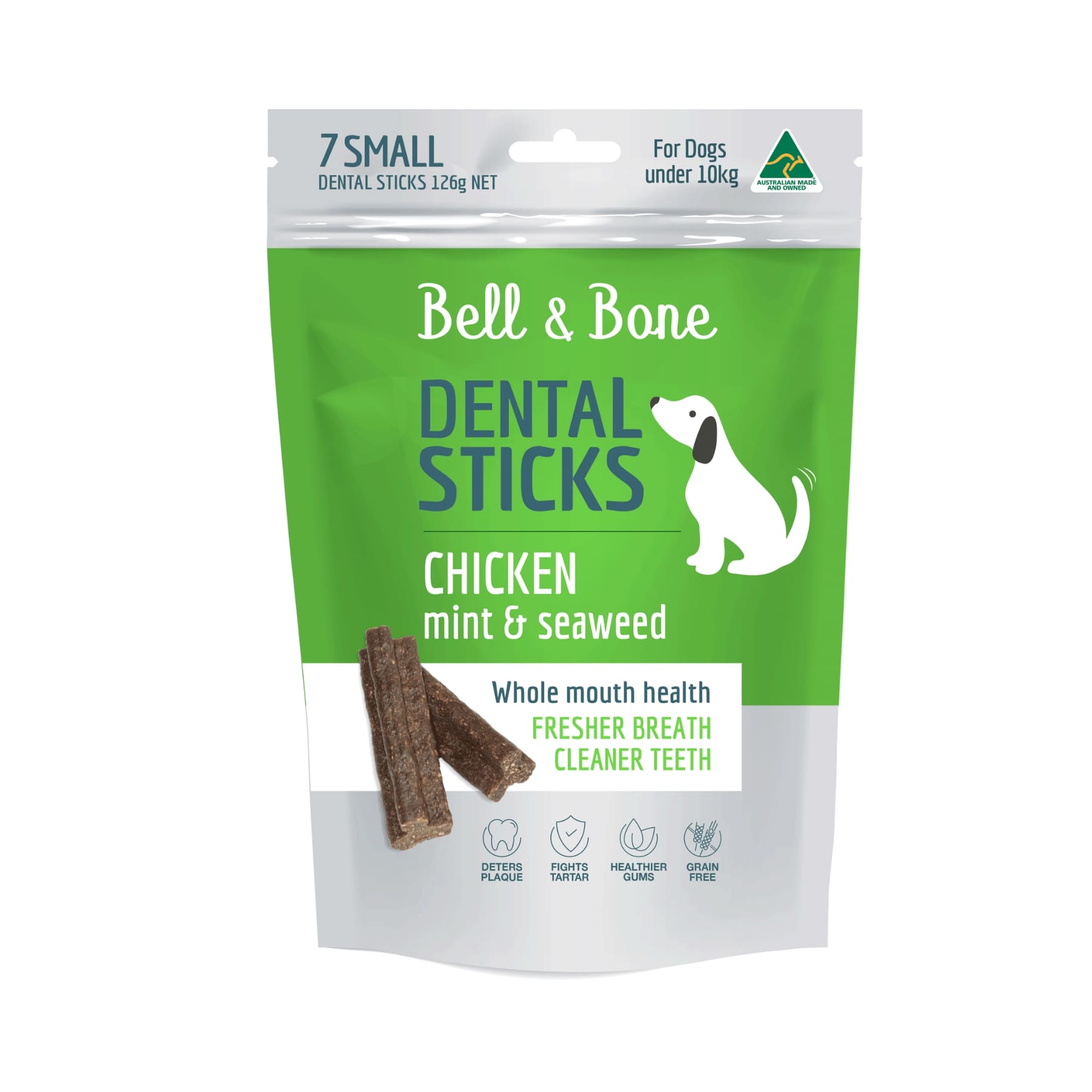 Bell & Bone Dental Sticks Chicken, Mint & Seaweed. Dental Treats for Small Dogs - Under 10kg