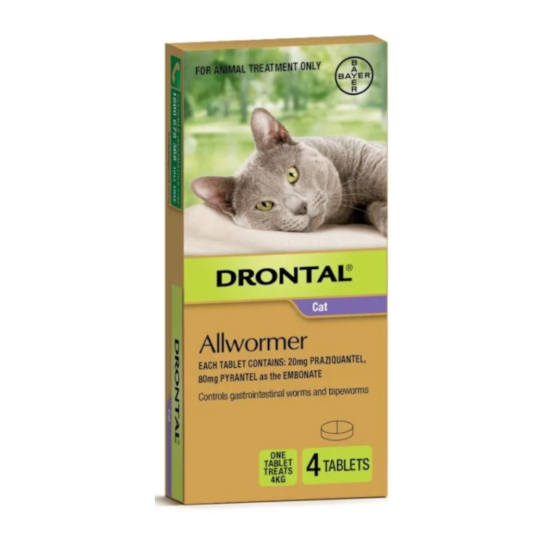 Drontal Allwormer Tablets 4kg, Cats & Kittens (4 Pack)