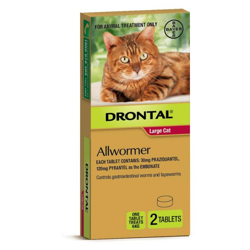 Drontal Allwormer Tablets 6kg, Large Cats (2 Pack)