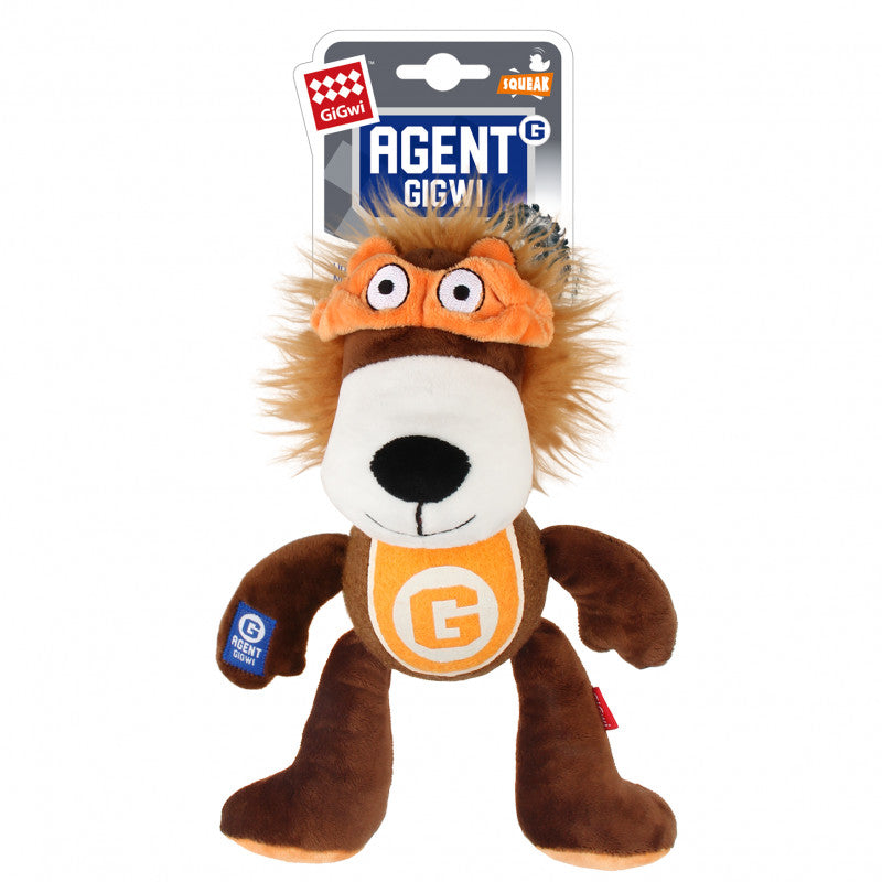 GiGwi Agent Lion Plush Toy with Tennis Ball - Retail Pack