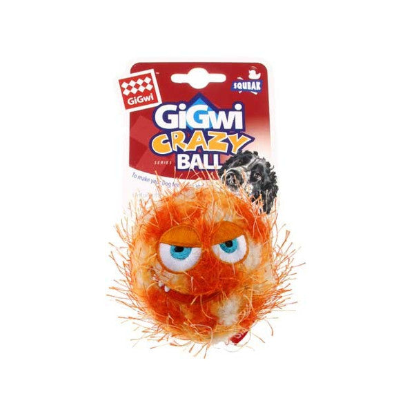 GIGWI Crazy Ball Dog Toy With Squeaker Orange Medium