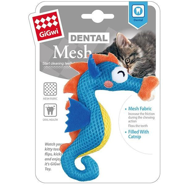 GIGWI Dental Mesh Seahorse with Catnip - Retail Pack