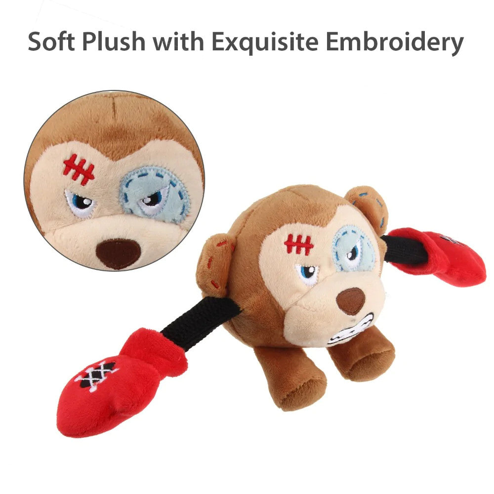 GIGWI Rock Zoo Monkey King Boxer Plush Dog Toy Exquisite Embroidery