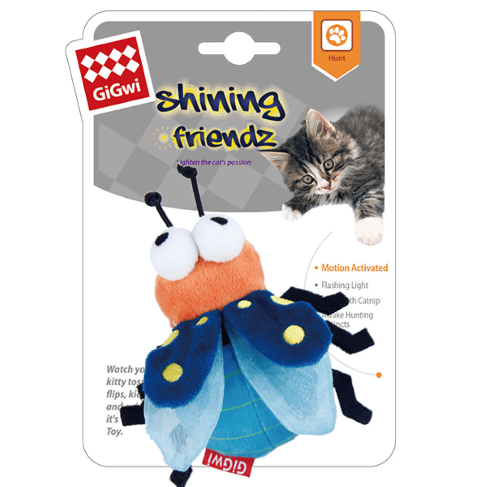 GIGWI Shining Friends Firefly Catnip Cat Toy. Motion Activated Playtime Fun
