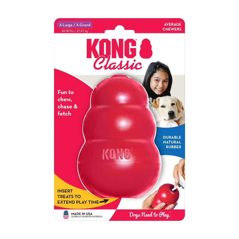 KONG Classic Red Rubber dog toy X-Large size for dogs 27kg to 41kg.