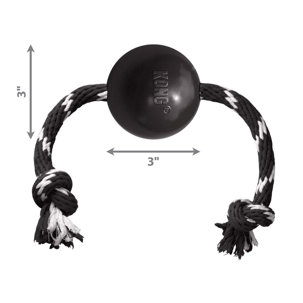 KONG Dog Toy Extreme Black Ball with Rope 