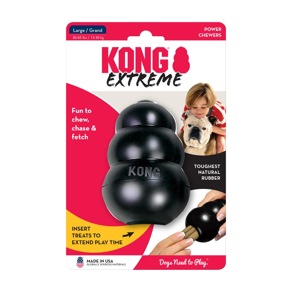 KONG Extreme Black Rubber Dog Toy - Fun to Chew, Chase and Fetch. Toughest Natural Rubber.