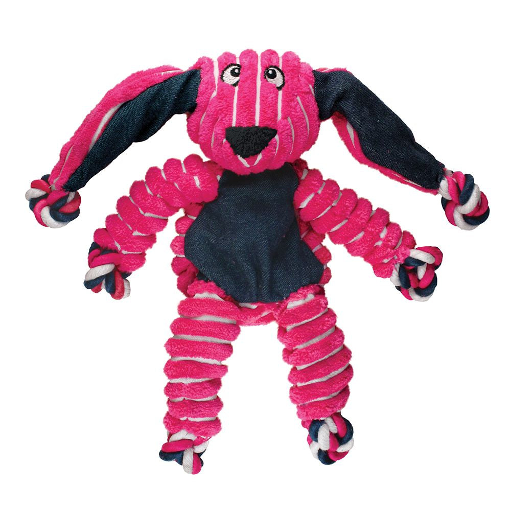KONG Floppy Knots Bunny Dog Toy - Internal Knotted Rope. Minimal Stuffing for Less Mess