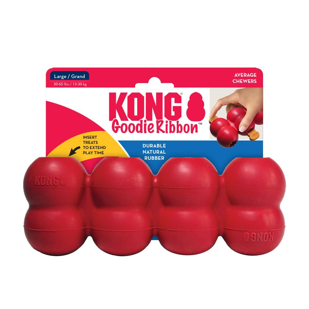 KONG Goodie Ribbon Durable Natural Rubber Dog Toy - Large Retail Package