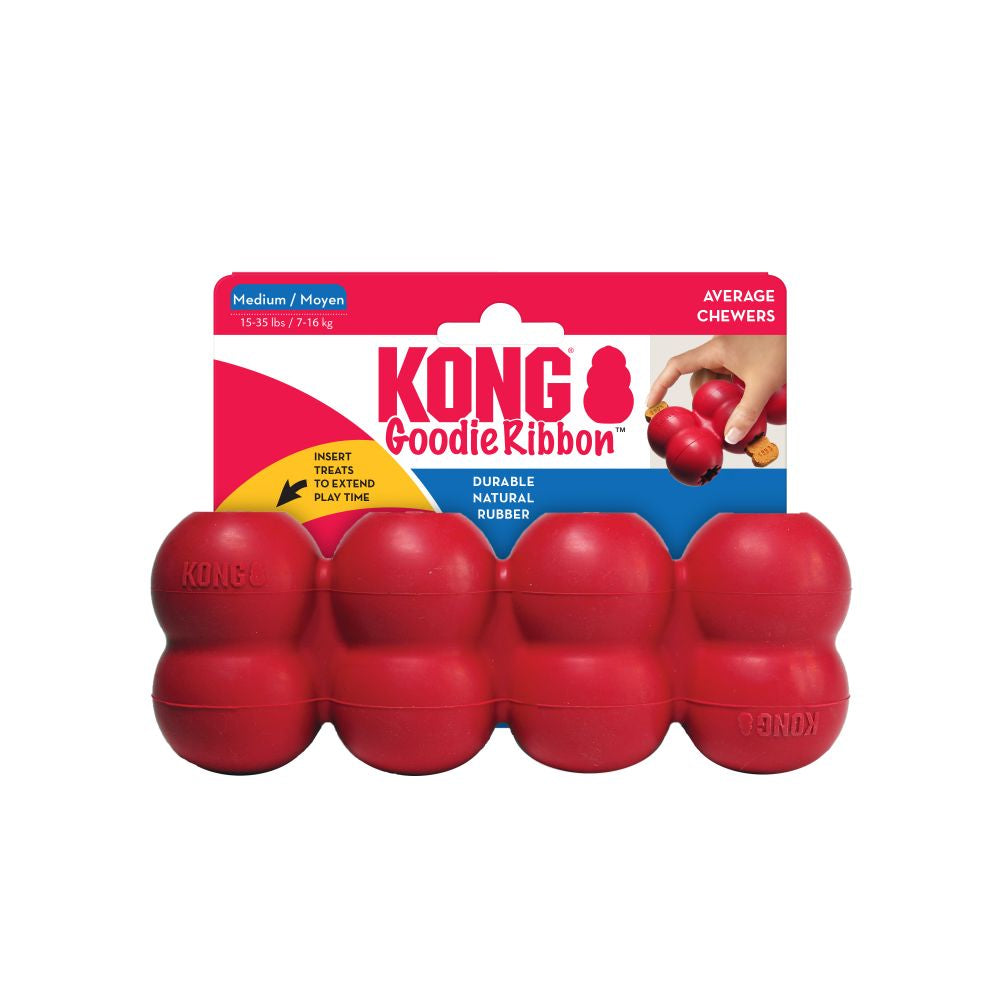 KONG Goodie Ribbon Durable Natural Rubber Dog Toy - Medium Retail Package