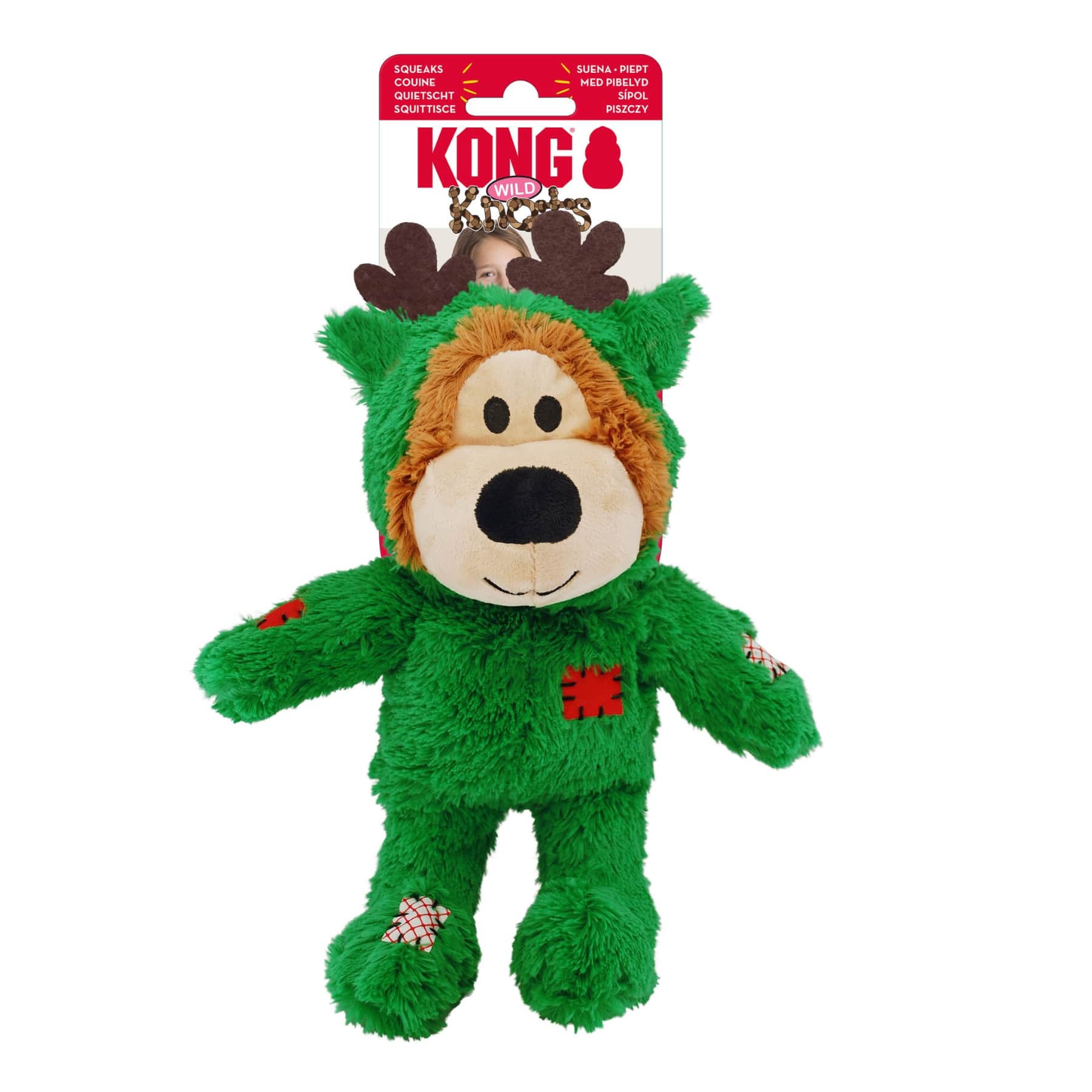 KONG Holiday Green Wild Knots Bear Soft and Cuddly Christmas Dog Toy