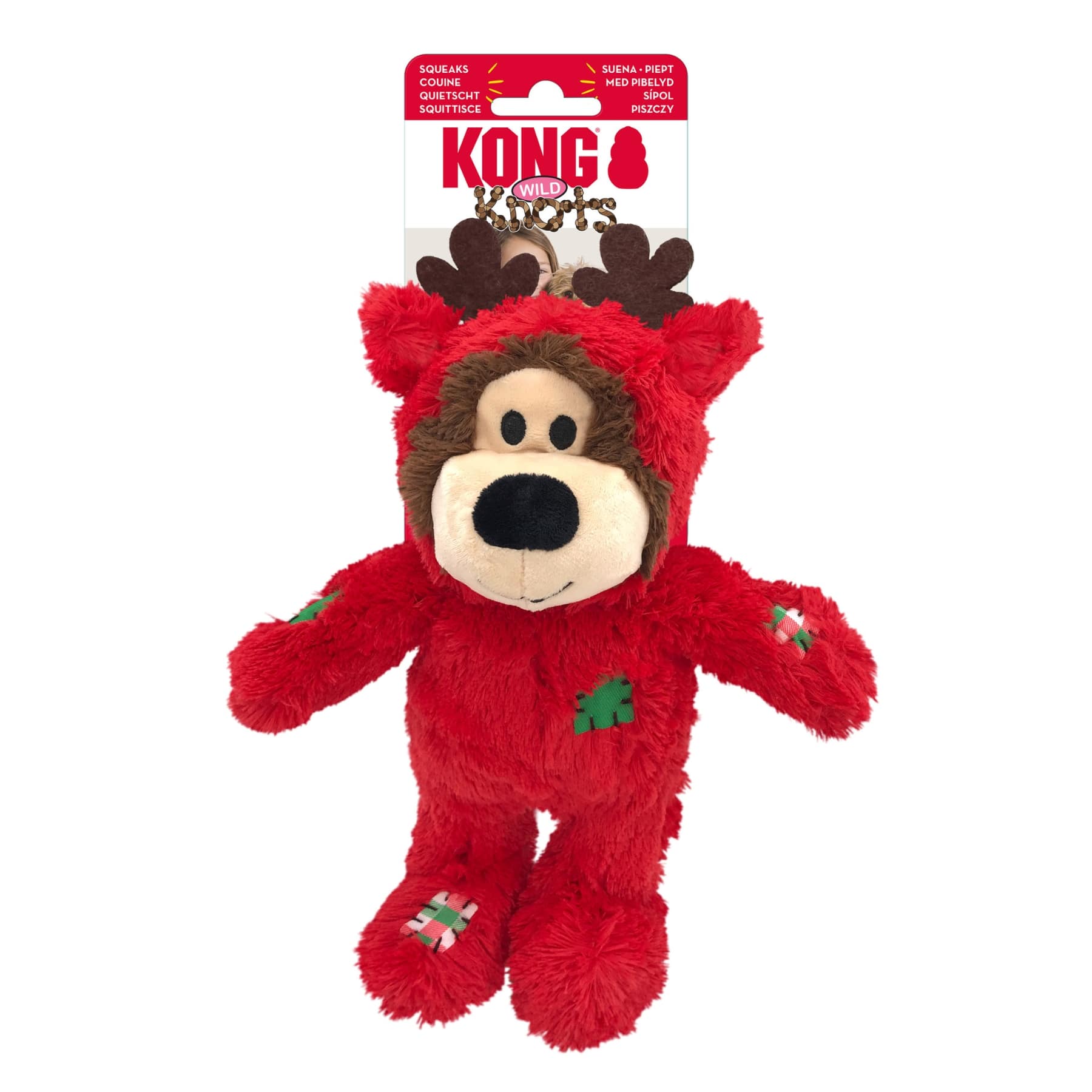 KONG Holiday Red Wild Knots Bear Soft Plush Christmas Dog Toy
