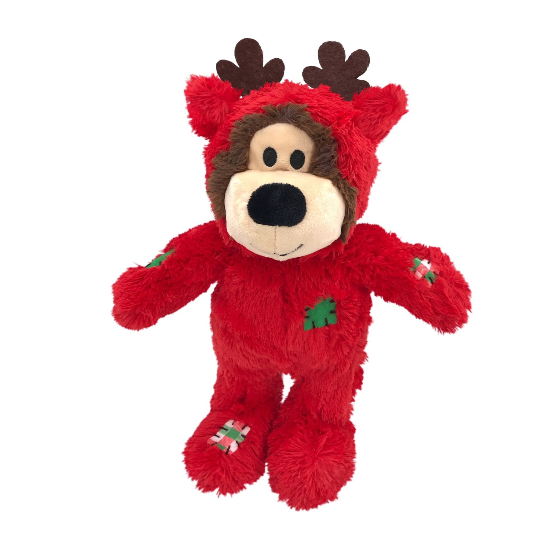 KONG Holiday Red Wild Knots Bear Christmas Dog Toy with Squeaker.