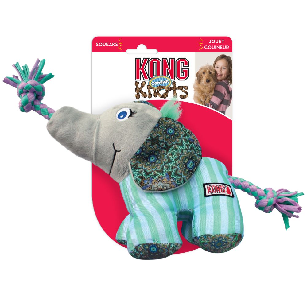 KONG Knots Carnival Elephant Dog Toy Retail Pack.