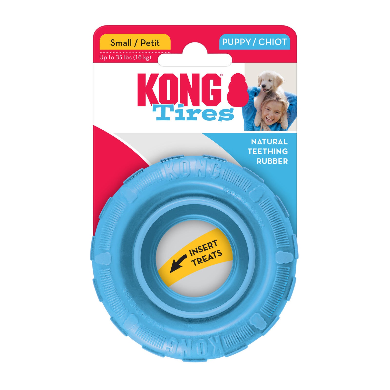 KONG Puppy Tire Dog Toy Blue - Small