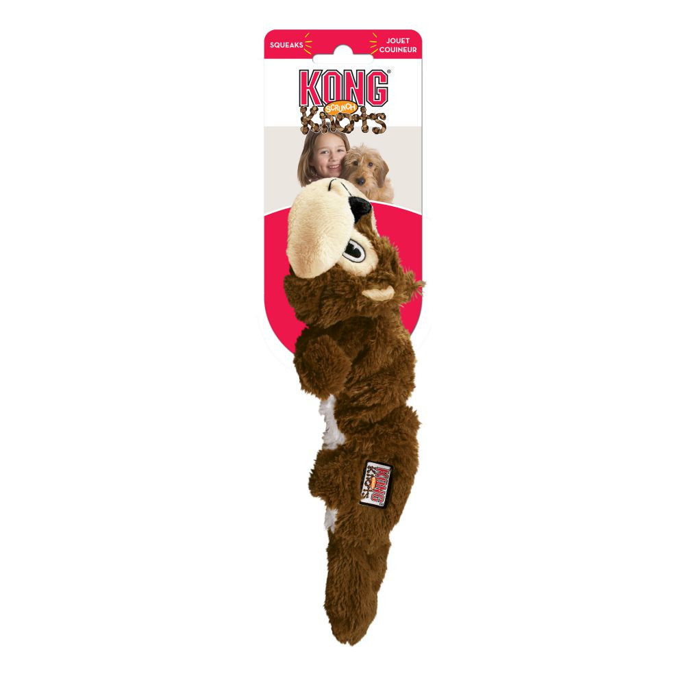 KONG Scrunch Knots Squirrel - Plush Squeaky Dog Toy