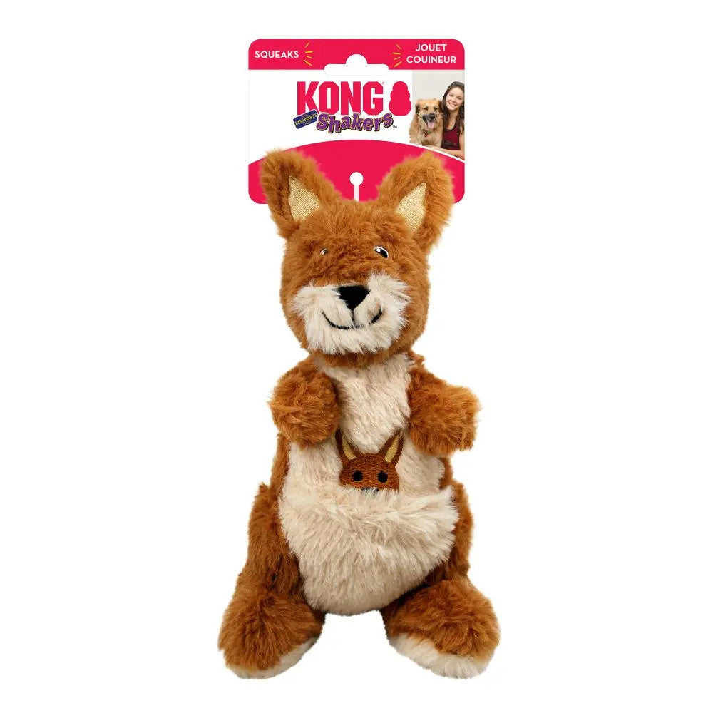 KONG Shakers Passports Kangaroo - Squeaky Plush Dog Toy