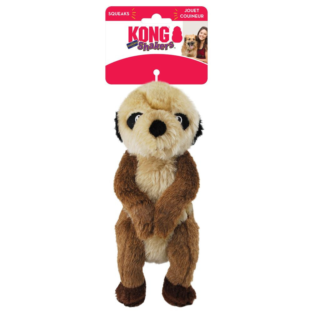 KONG Shakers Passports Meerkat - Squeaky Plush Dog Toy