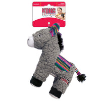 KONG Sherps Donkey Plush Dog Toy attached to branded packaging