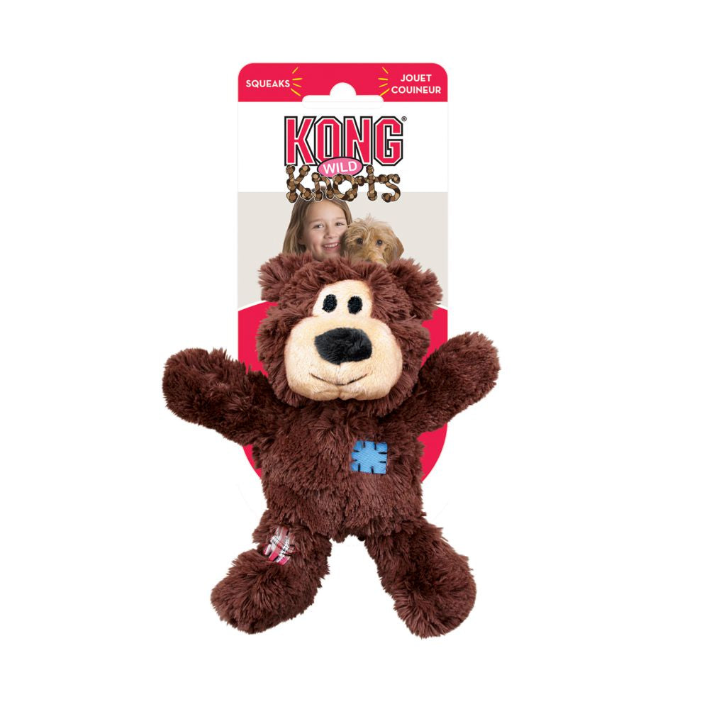 KONG Brown Wild Knots Bear Plush Dog Toy with Internal Knotted Rope.