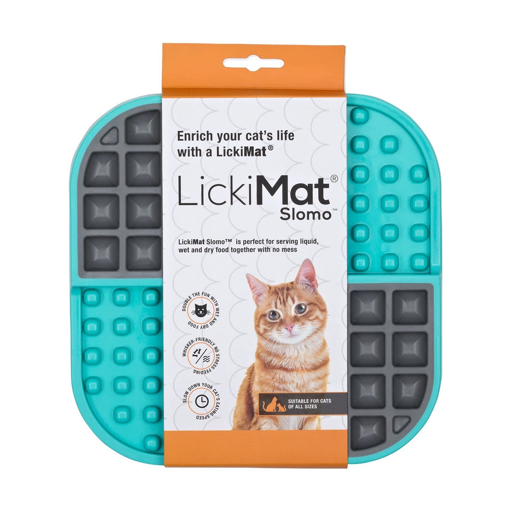 LickiMat Slomo, Enrichment Feeder for Cats - Turquoise