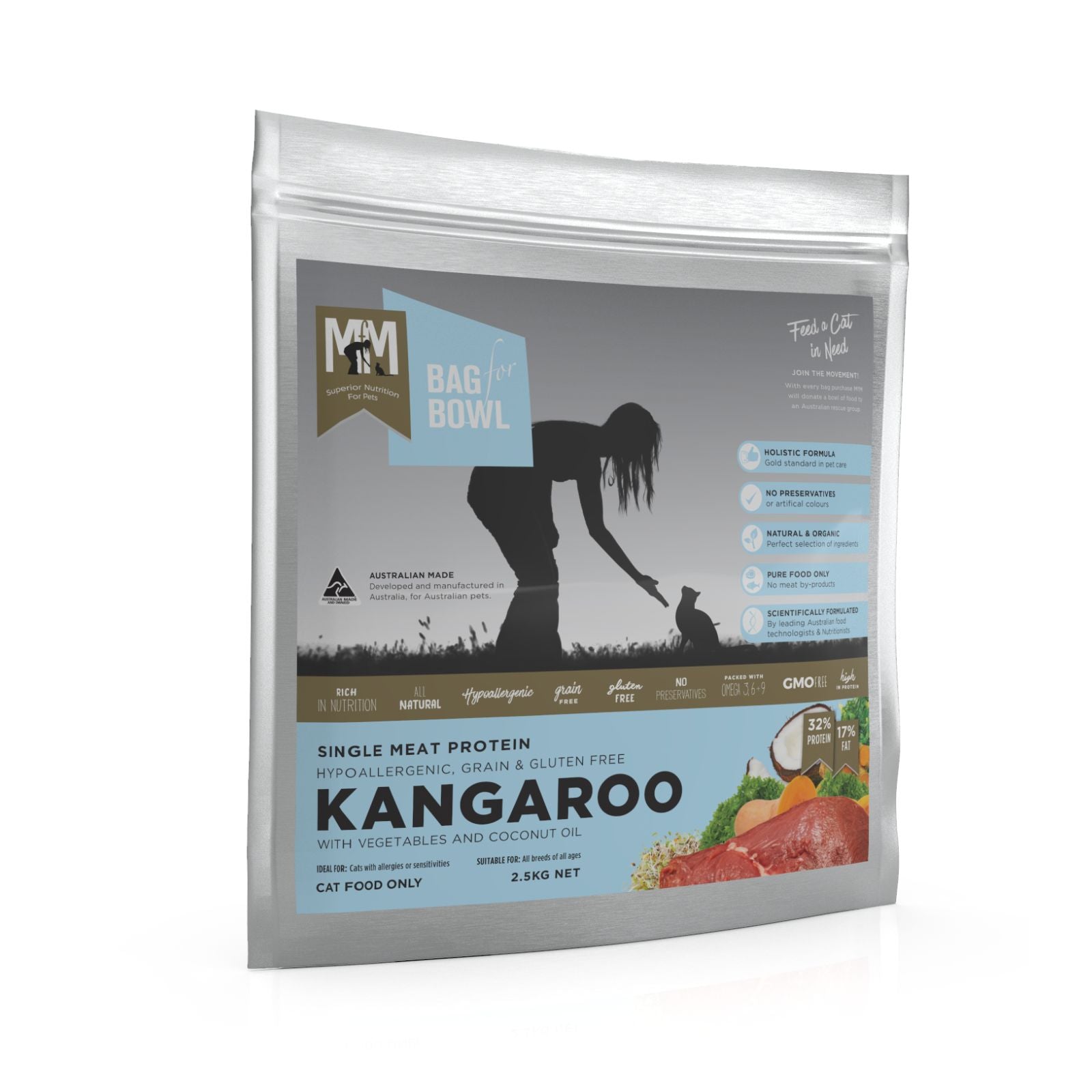 Meals for Mutts Cat Single Meat Protein Kangaroo cat food bag