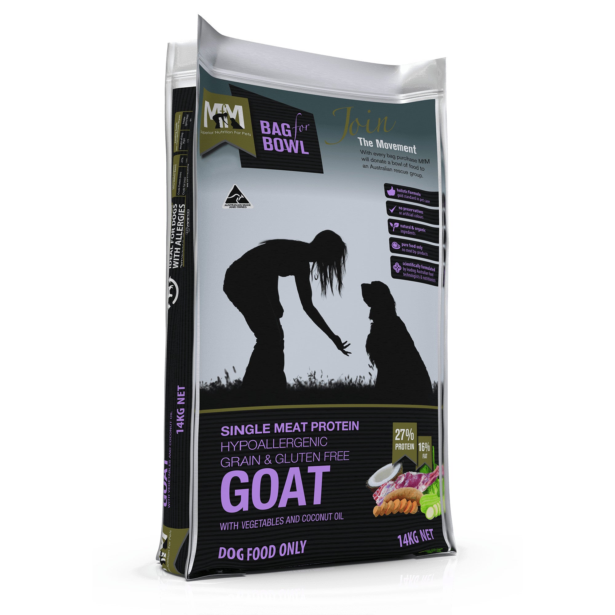 Meals for Mutts Goat Single Meat Protein Dog Food 14kg.