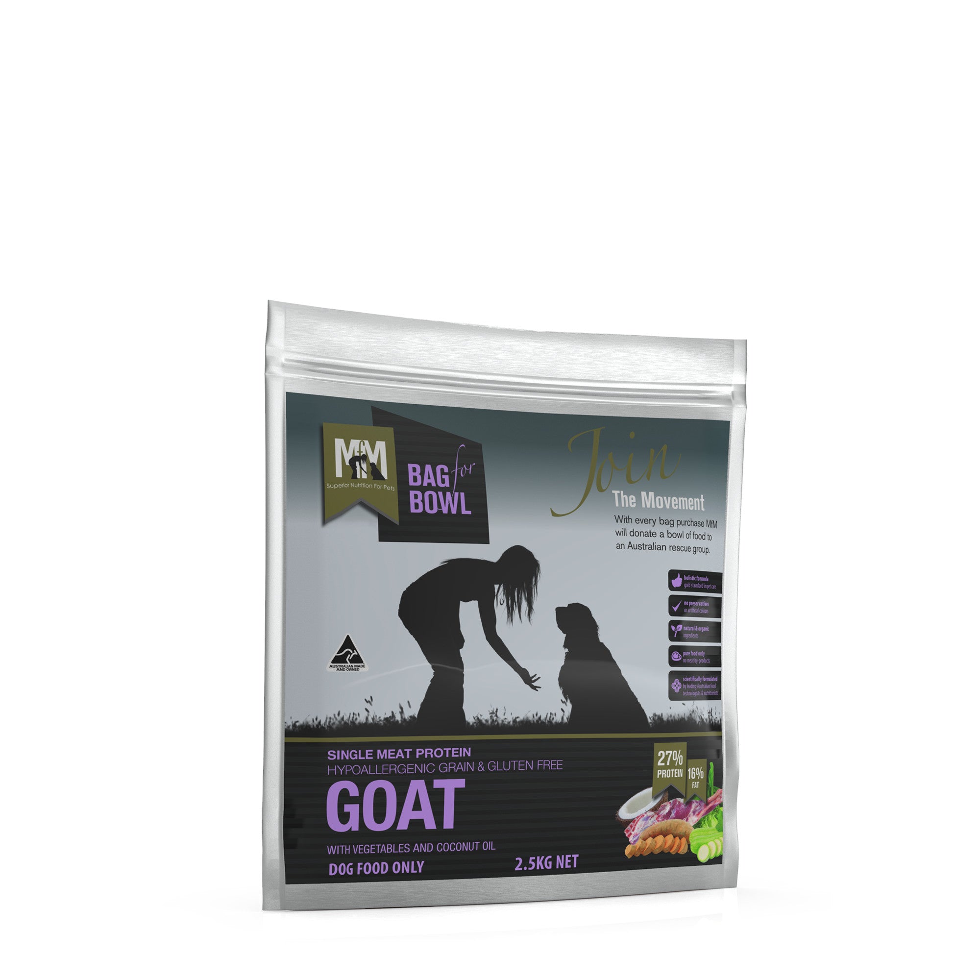 Meals for Mutts Goat Single Meat Protein Dog Food 2.5kg.