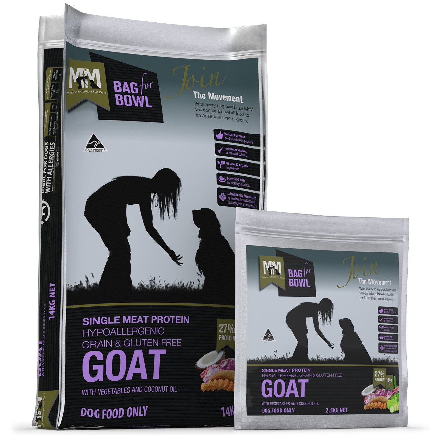 Meals for Mutts Goat Single Meat Protein Dog Food.