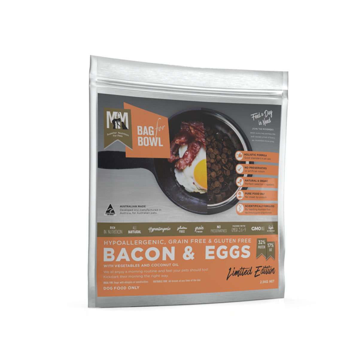 Meals for Mutts Grain Free Bacon & Eggs Dry Dog Food 2.5kg.