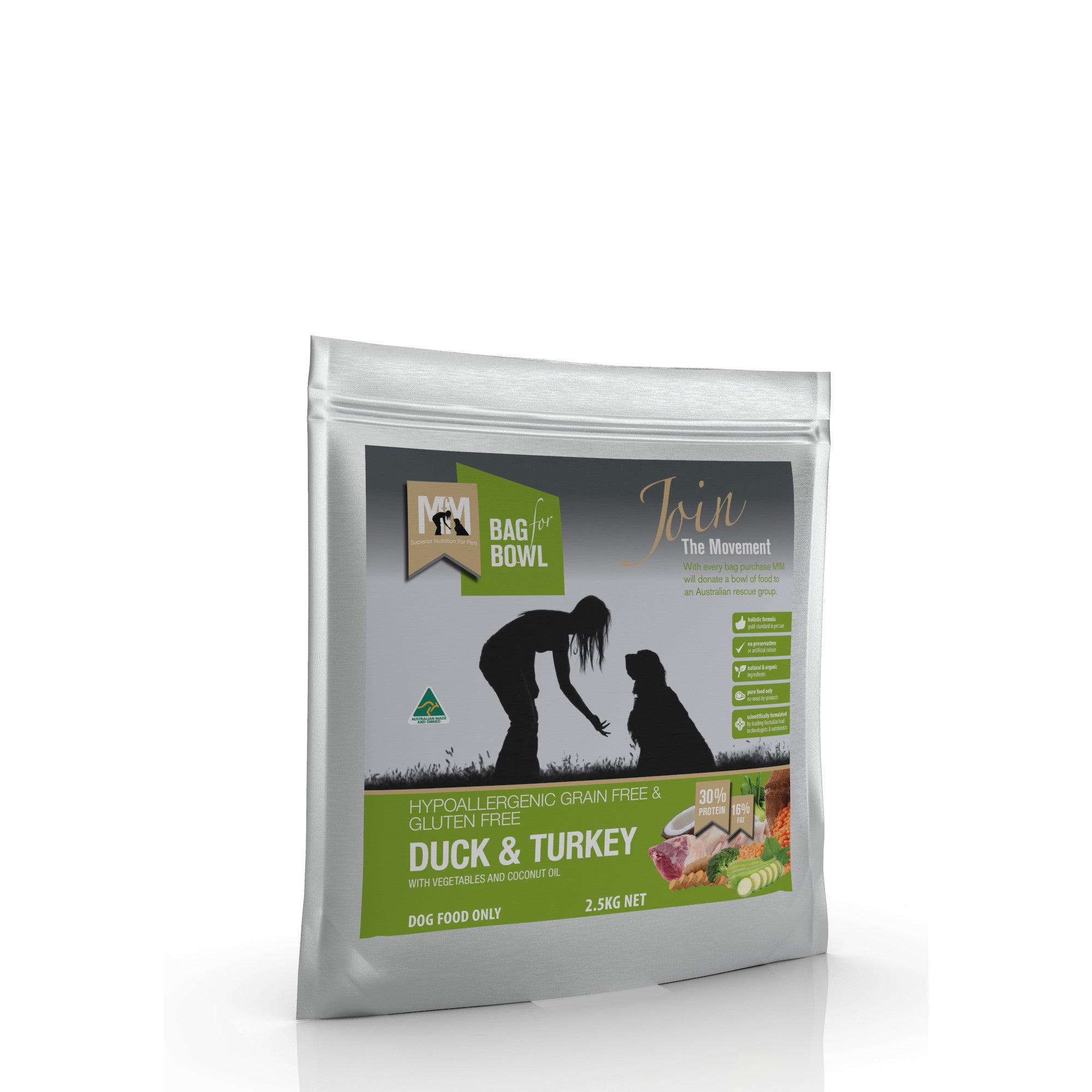 Meals for Mutts Grain Free Duck & Turkey Dog Food 2.5kg.