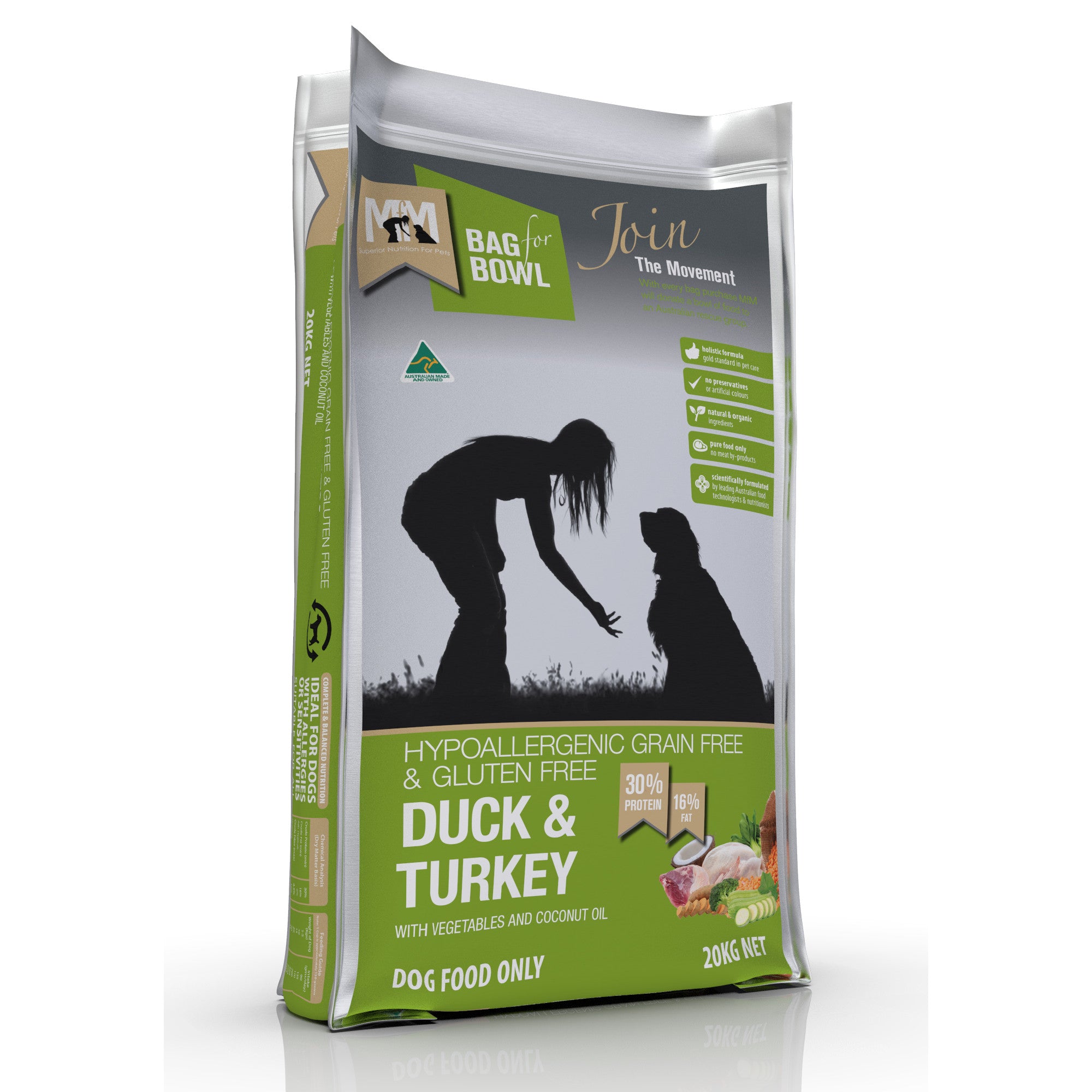 Meals for Mutts Grain Free Duck & Turkey Dog Food 20kg.