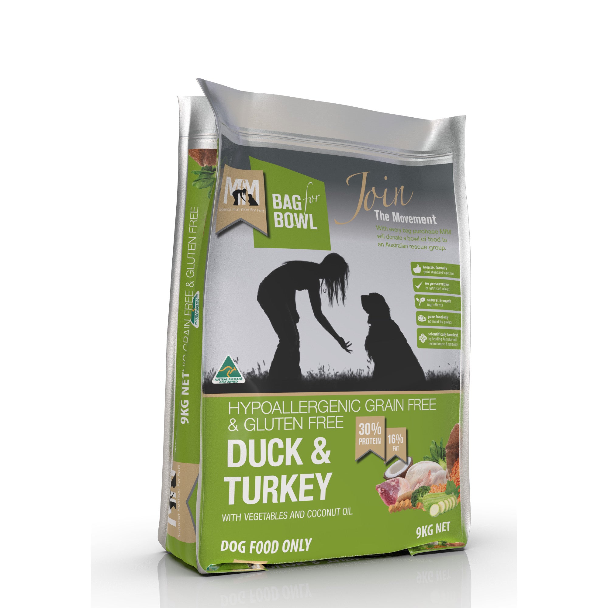 Meals for Mutts Grain Free Duck & Turkey Dog Food 9kg.