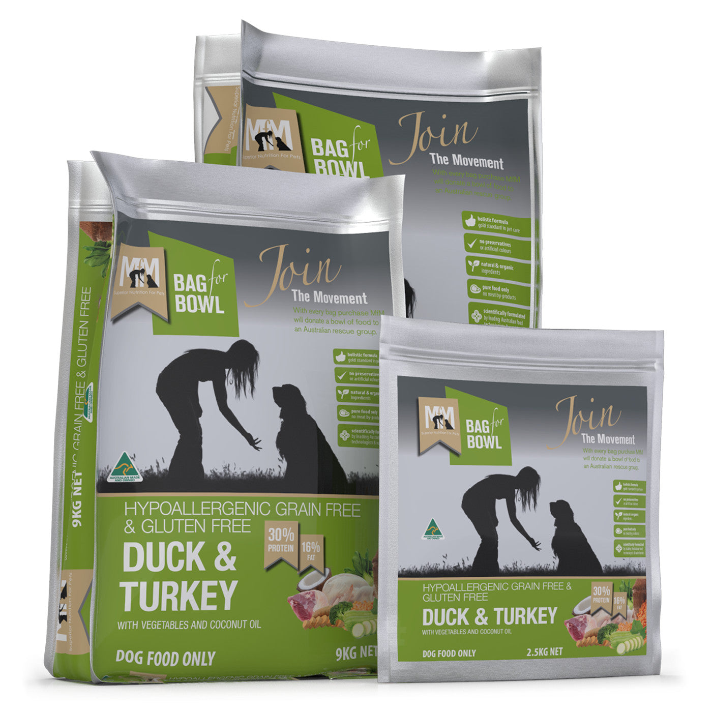 Meals for Mutts Grain Free Duck & Turkey Dog Food.