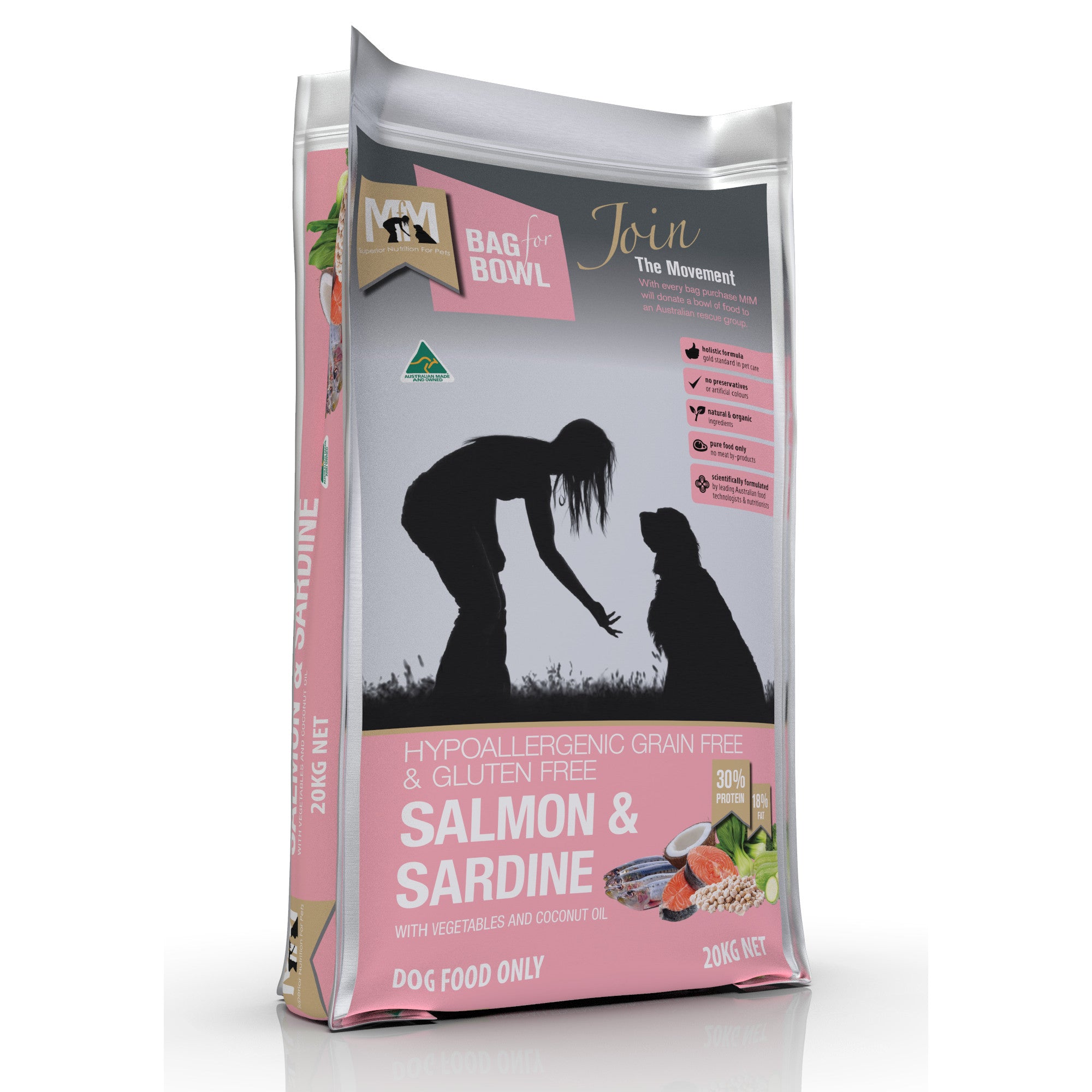 Meals for Mutts Grain Free Salmon and Sardine Dog Food 20kg.