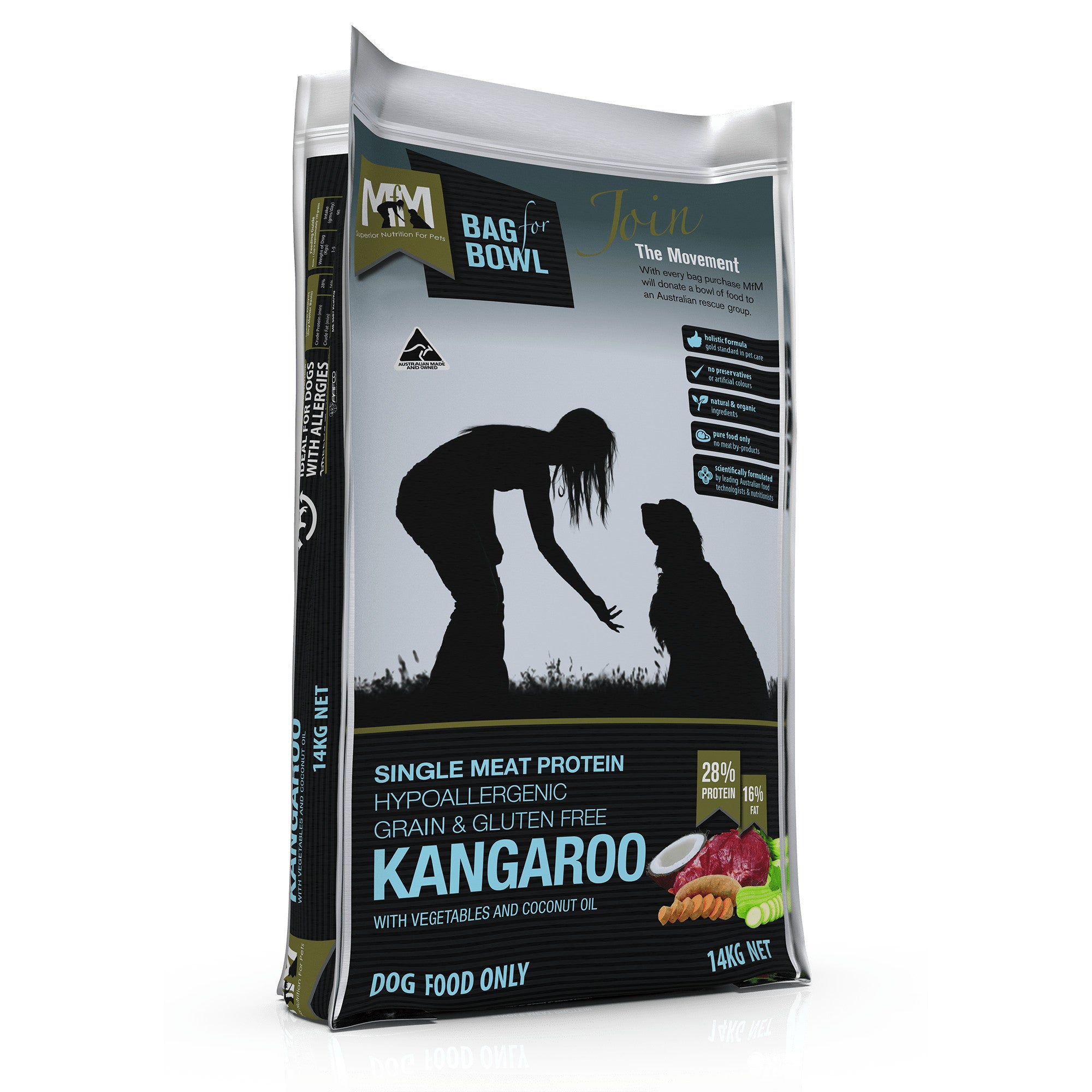 Meals for Mutts Kangaroo Single Meat Protein Dog Food 14kg.