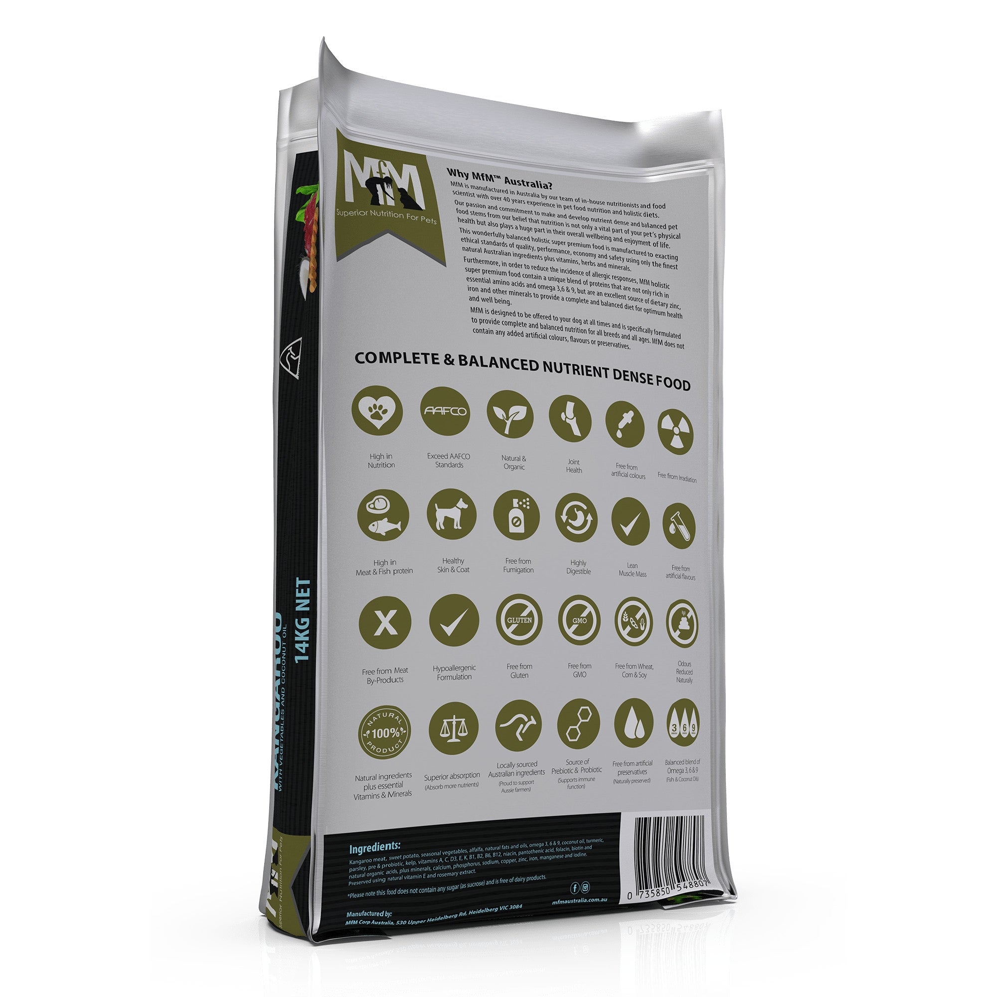 Meals for Mutts Kangaroo Single Meat Protein Dog Food - Back.