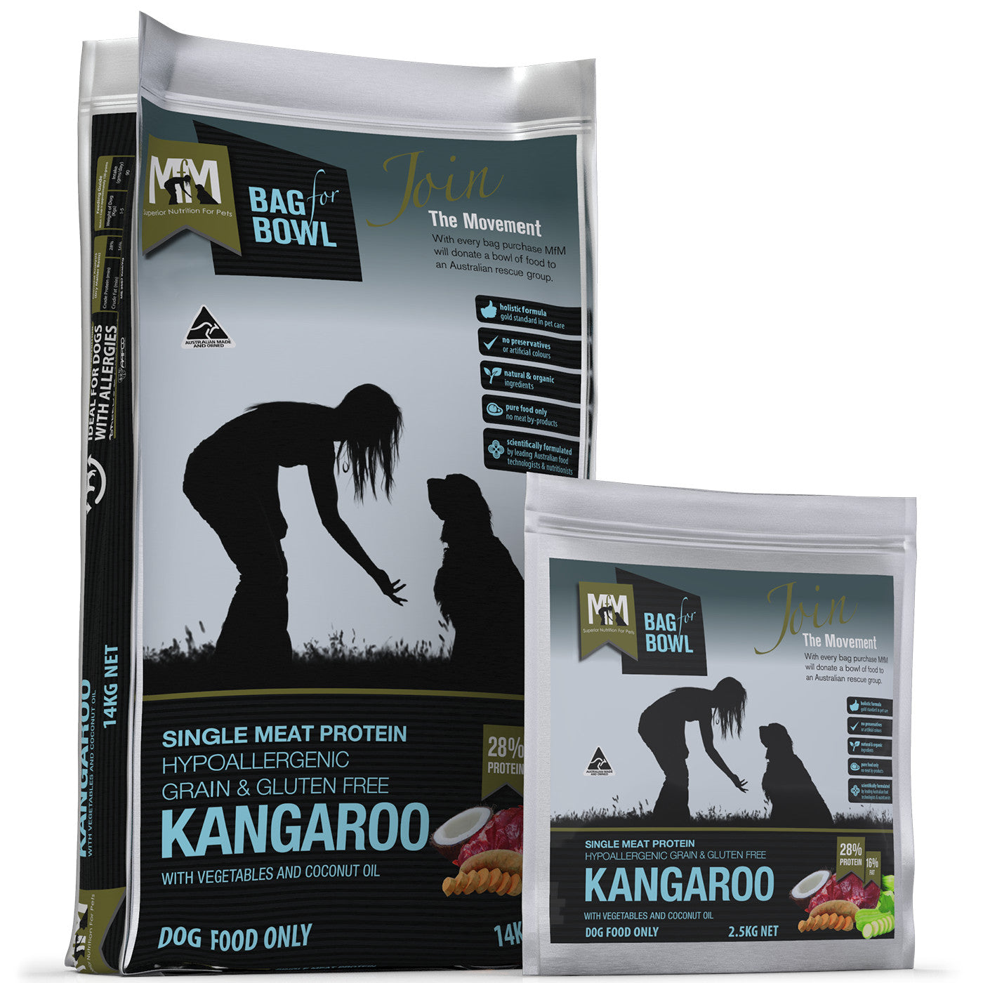Meals for Mutts Kangaroo Single Meat Protein Dog Food.